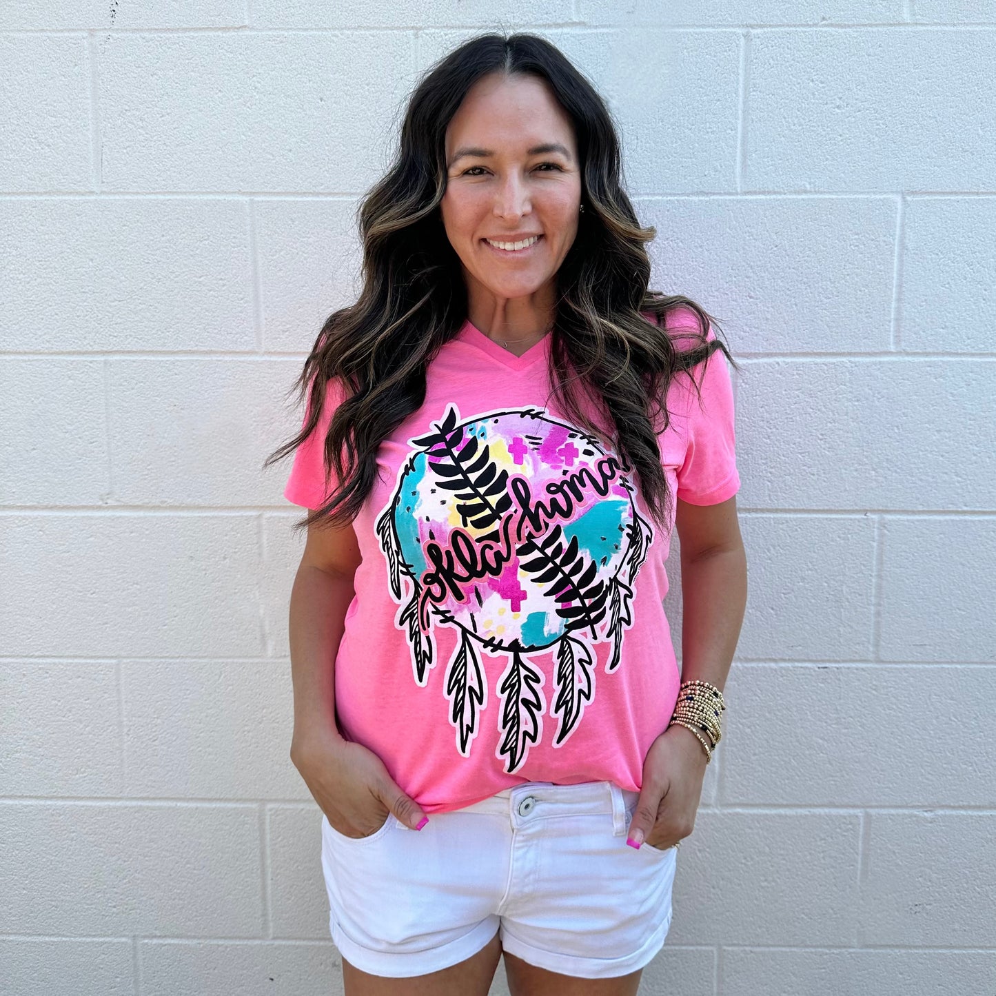 OKLAHOMA: SPRING PAINTED DREAMCATCHER (BELLA CANVAS VNECK or CREW NECK)