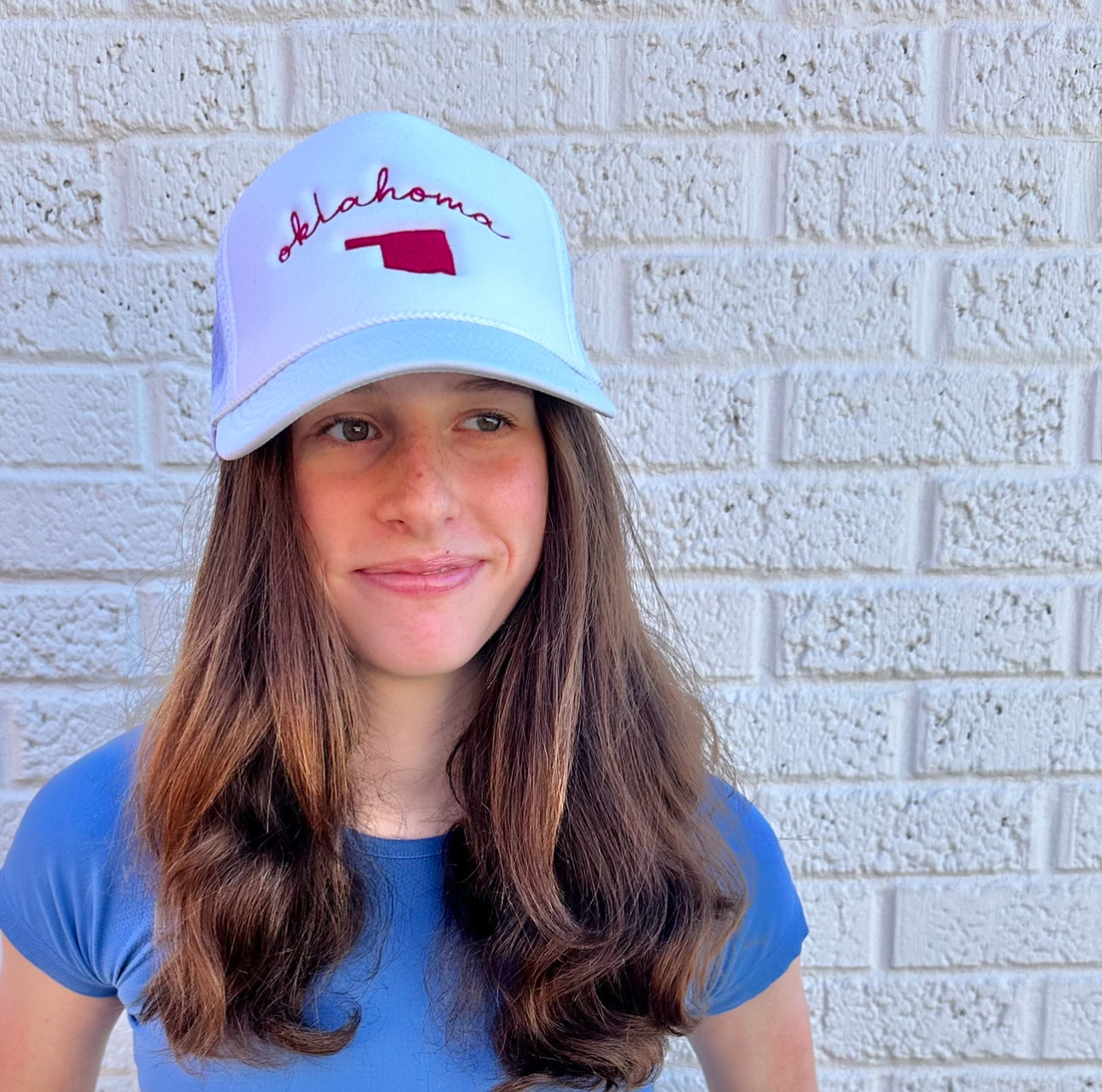 Oklahoma Spring Hat (White Mesh Back w/ Hot Pink Embroidery)