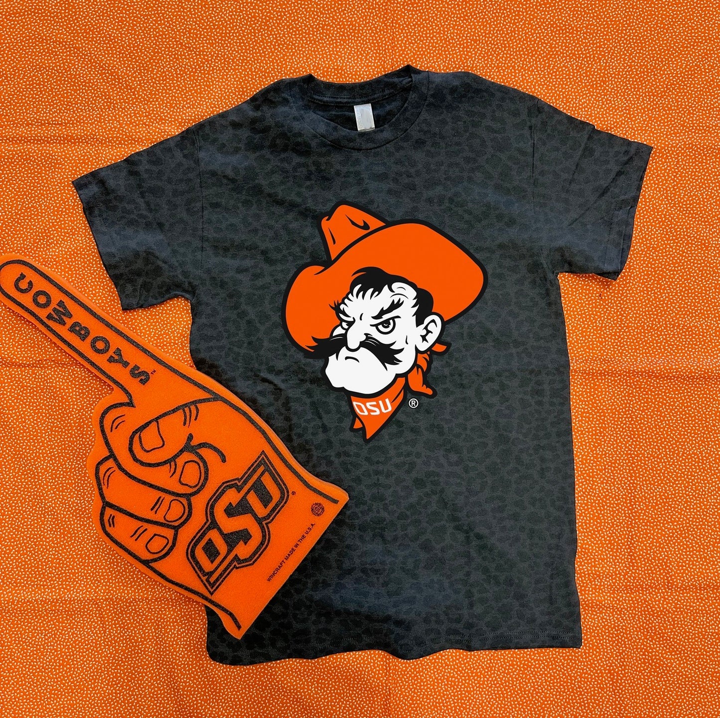 OK STATE 2025: OSU Logo Leopard Print Tee (CREW NECK TSHIRT)
