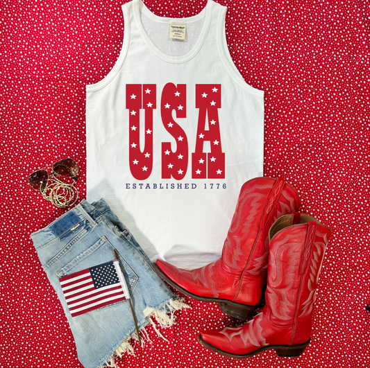 AMERICAN SPIRIT: USA STARS (Comfort Colors Tank Top)