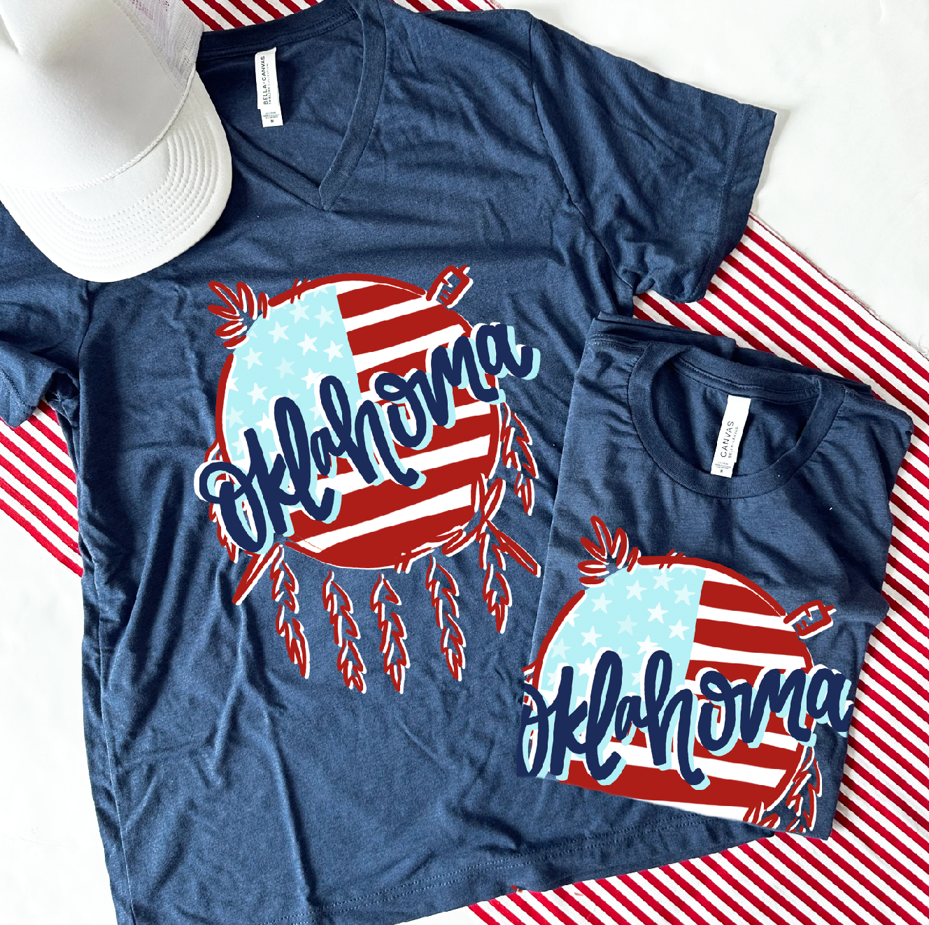 SWEET TEE TUESDAY: Oklahoma - American Flag Dreamcatcher (BELLA CANVAS VNECK or CREW NECK)