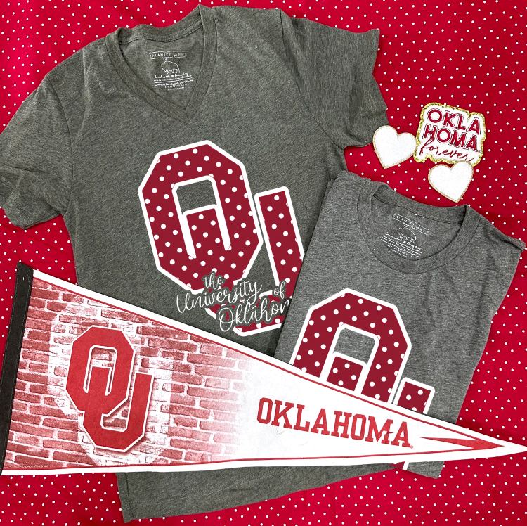 UNIV of OK 2023: OU Polkadot Logo (VNECK or CREW NECK)