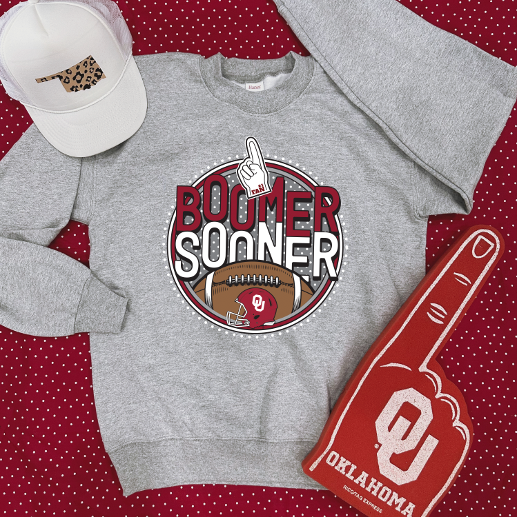 UNIV of OK 2023: Boomer Sooner Football Polkadot Circle (SWEATSHIRT)