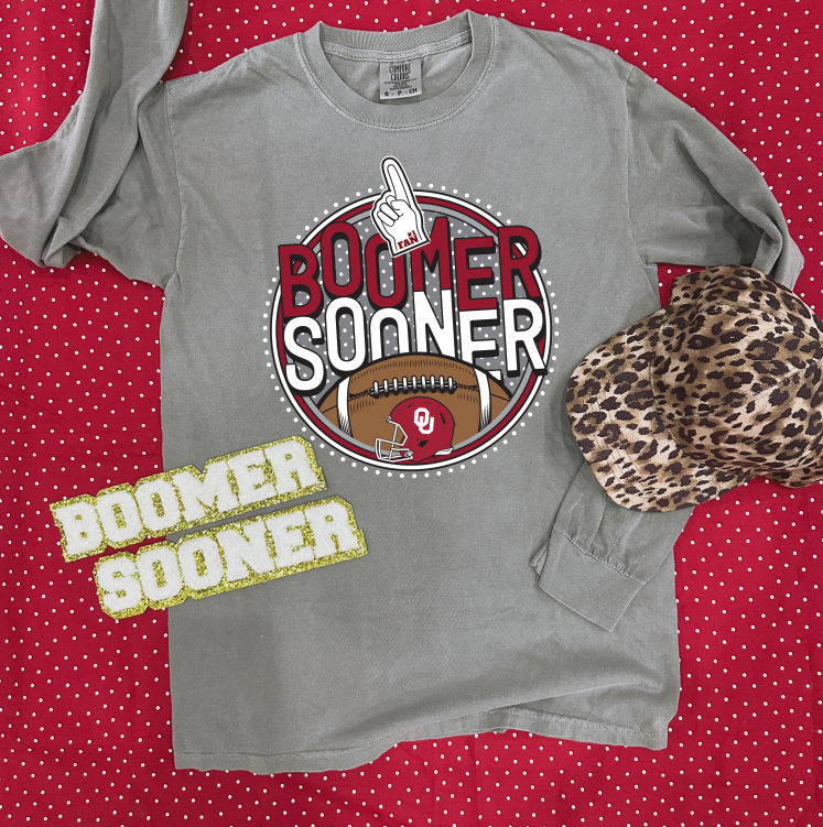 UNIV of OK 2023: Boomer Sooner Football Polkadot Circle (LONGSLEEVE)