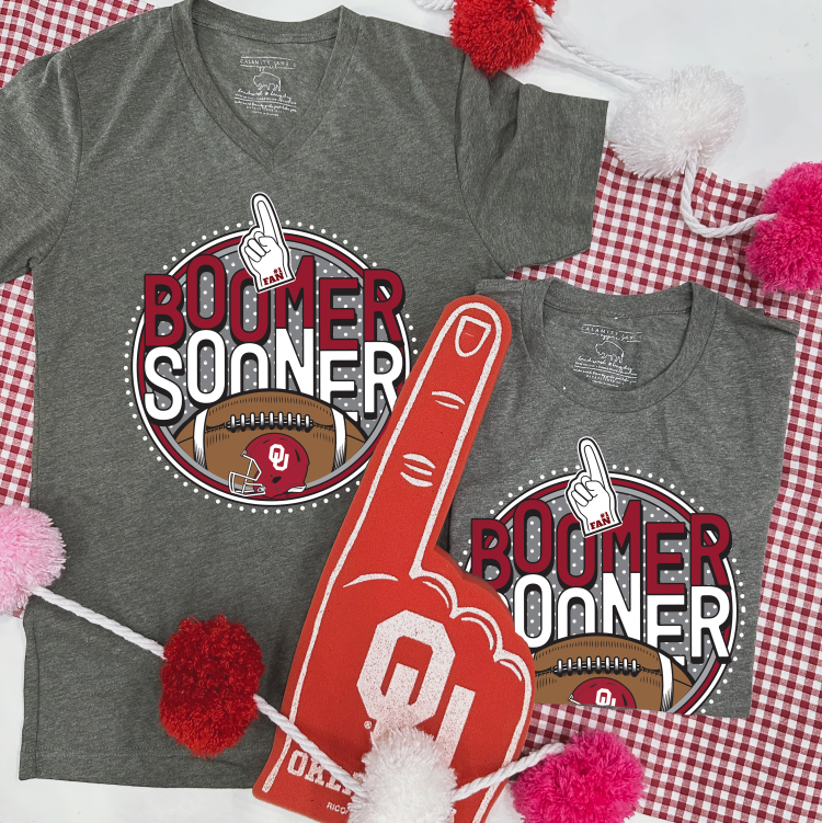 UNIV of OK 2023: Boomer Sooner Football Polkadot Circle (VNECK or CREW NECK)