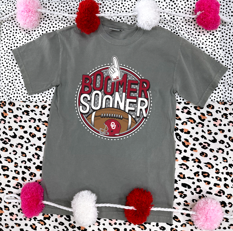 UNIV of OK 2023: Boomer Sooner Football Polkadot Circle (SHORTSLEEVE)