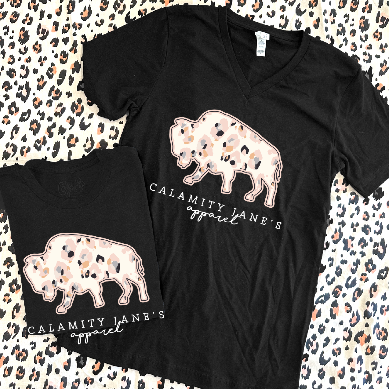 CJ Logo Spotted Leopard (BASIC CREW NECK or VNECK)