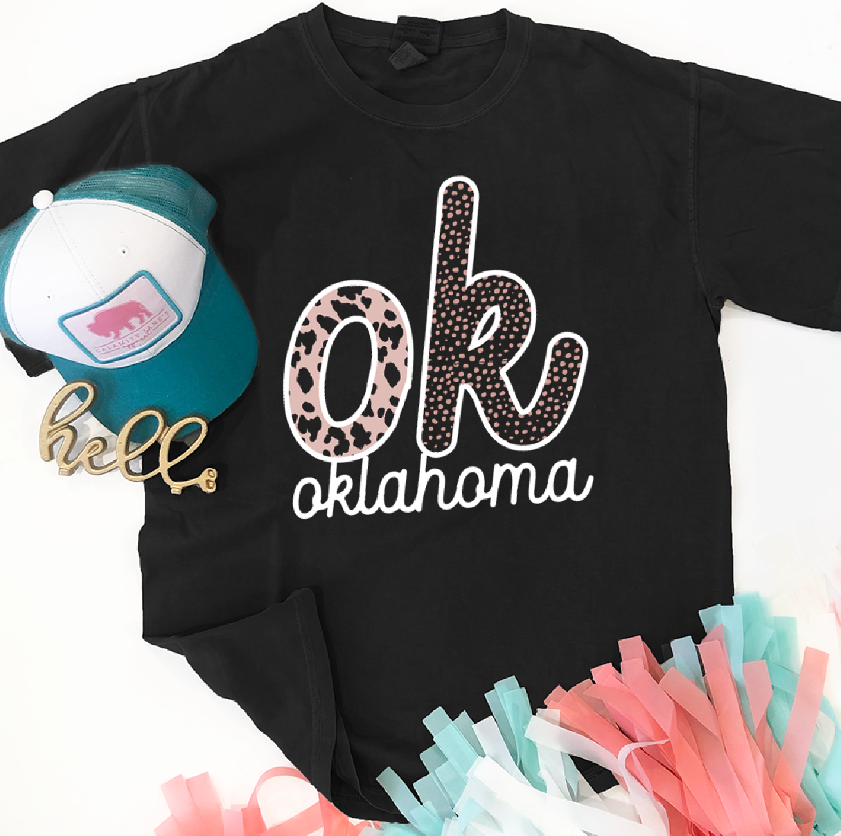 OKLAHOMA 2024: OK Script Dotted Pattern (SHORTSLEEVE)