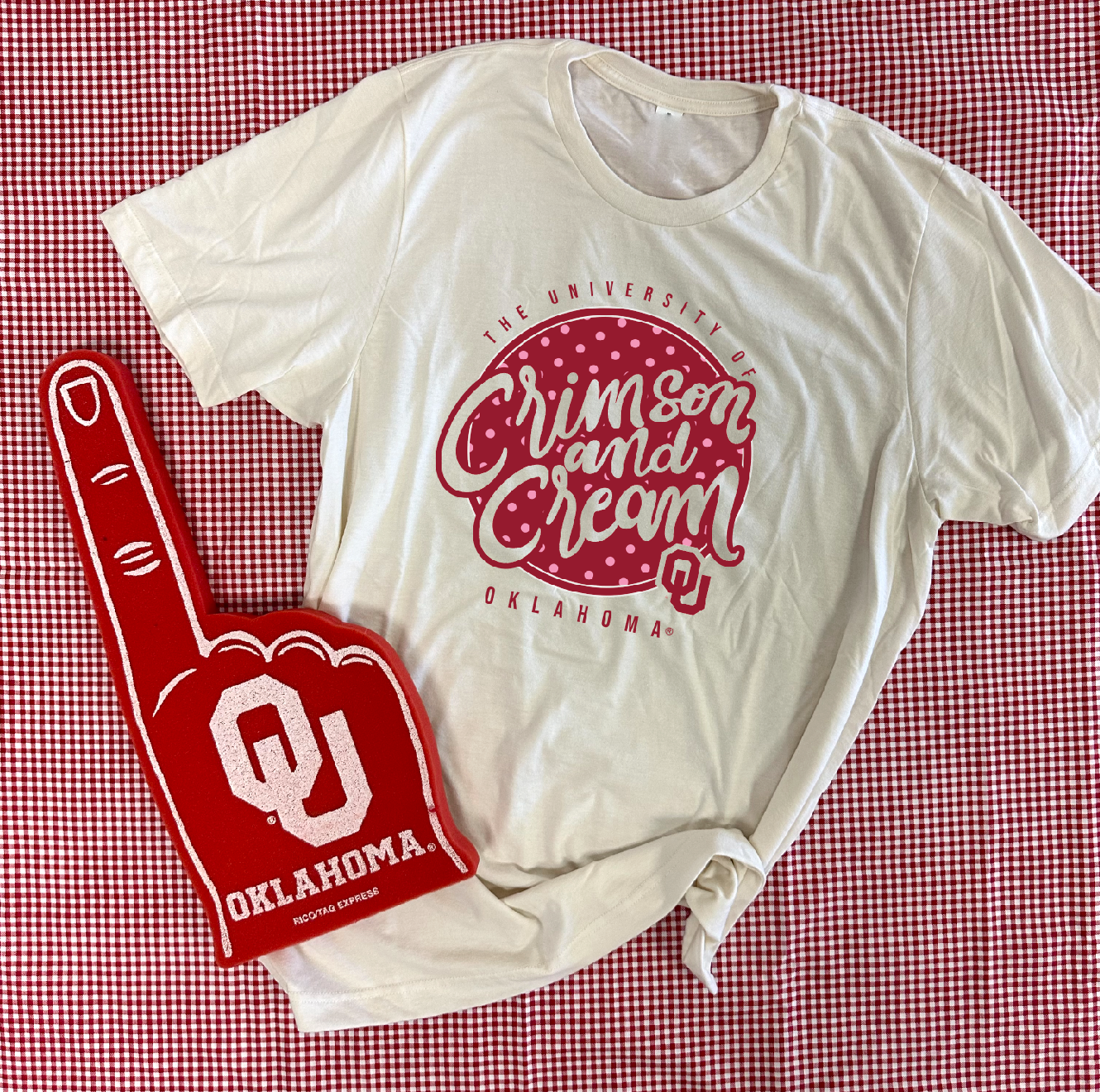 UNIV. OF OK 2024: Crimson & Cream (BELLA CANVAS VNECK)