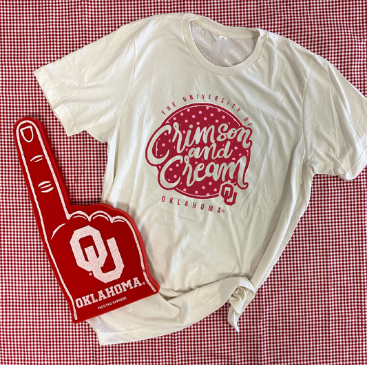 UNIV. OF OK 2024: Crimson & Cream (BELLA CANVAS VNECK)
