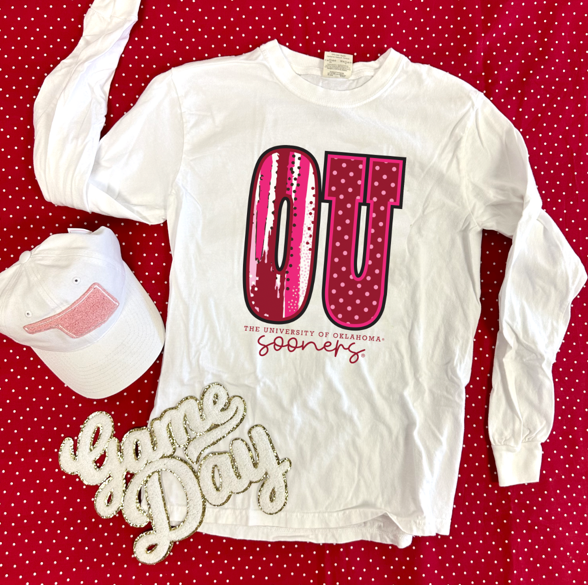 UNIV. OF OK 2024: OU Bold Mixed Patterns (COMFORT COLORS LONGSLEEVE)
