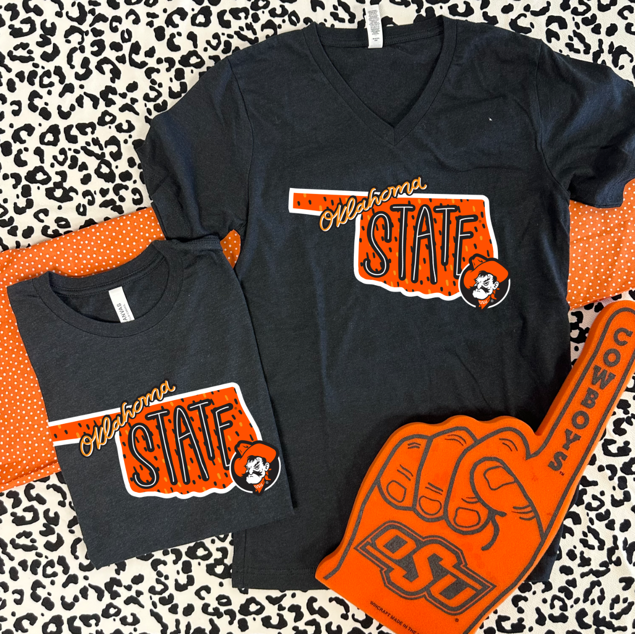OK STATE 2024: Oklahoma State & Pistol Pete (BELLA CANVAS VNECK)