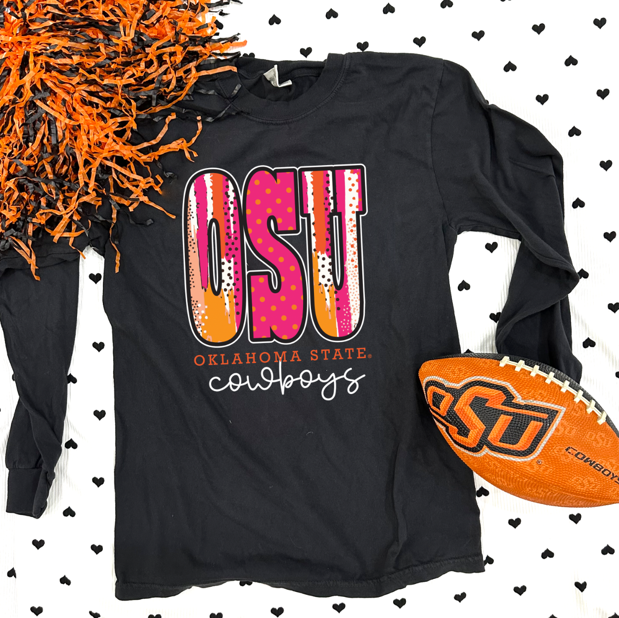 OK STATE 2024: OSU Bold Mixed Pattern (COMFORT COLORS LONGSLEEVE)