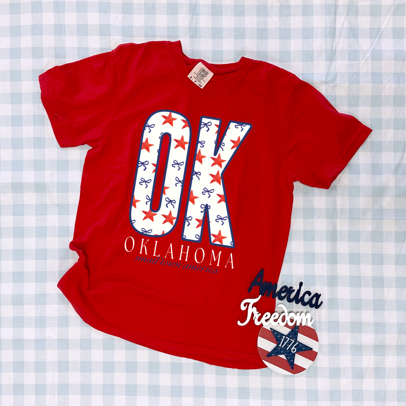 AMERICAN SPIRIT 2025: OK, Small Town America Stars & Bows (COMFORT COLORS SHORTSLEEVE)