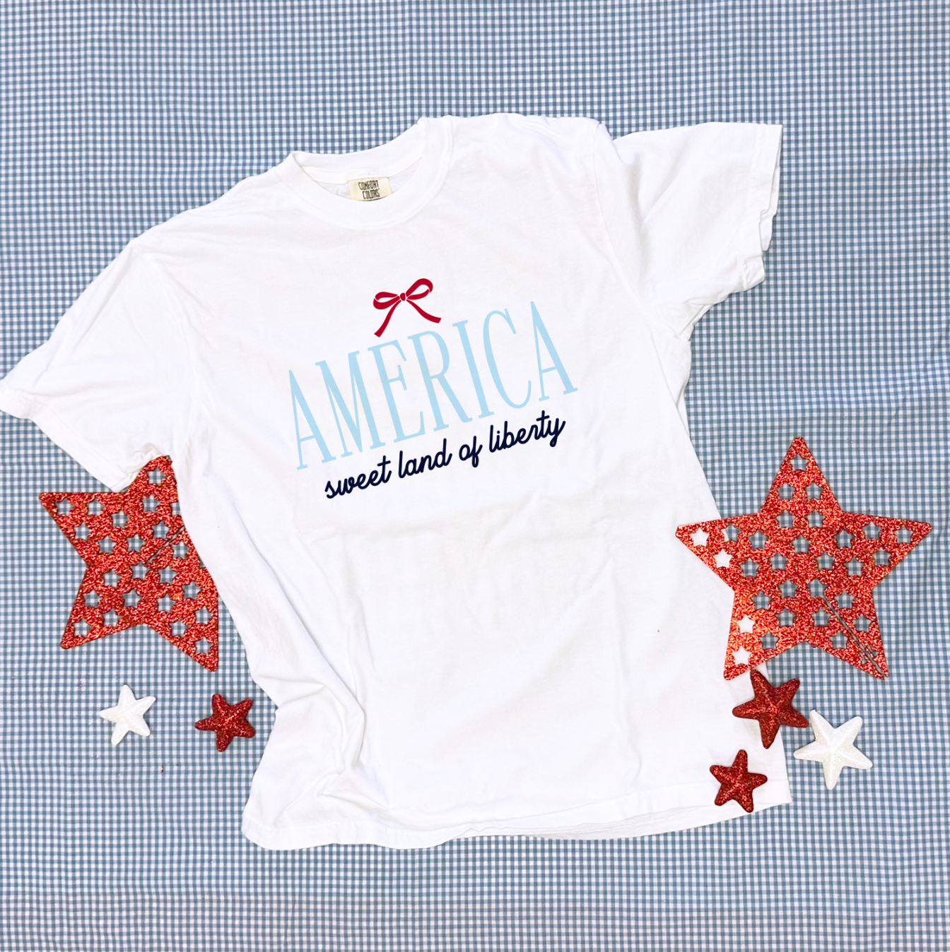 AMERICAN SPIRIT 2026: America, Simple Bow (COMFORT COLORS SHORTSLEEVE)