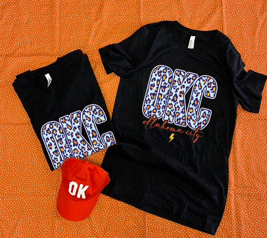 OKC SPIRIT: OKC Spirit Leopard (BELLA CANVAS VNECK)