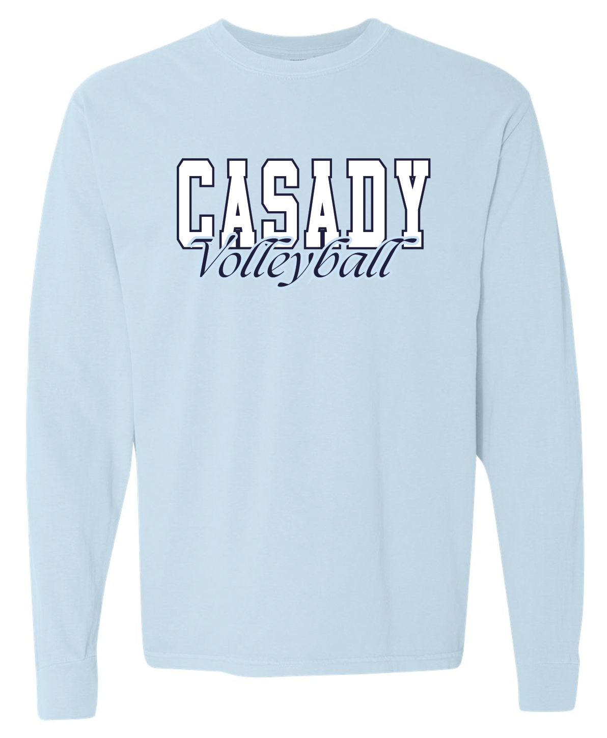 CASADY VOLLEYBALL 2025: "CASADY Volleyball Chambray" *With Optional Name & Number* - ADULT COMFORT COLORS LONGSLEEVE