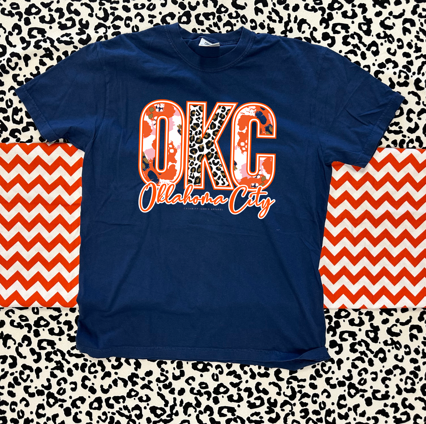 OKC SPIRIT 2025: OKC Abstract & Leopard Mixed Patterns (COMFORT COLORS SHORTSLEEVE)