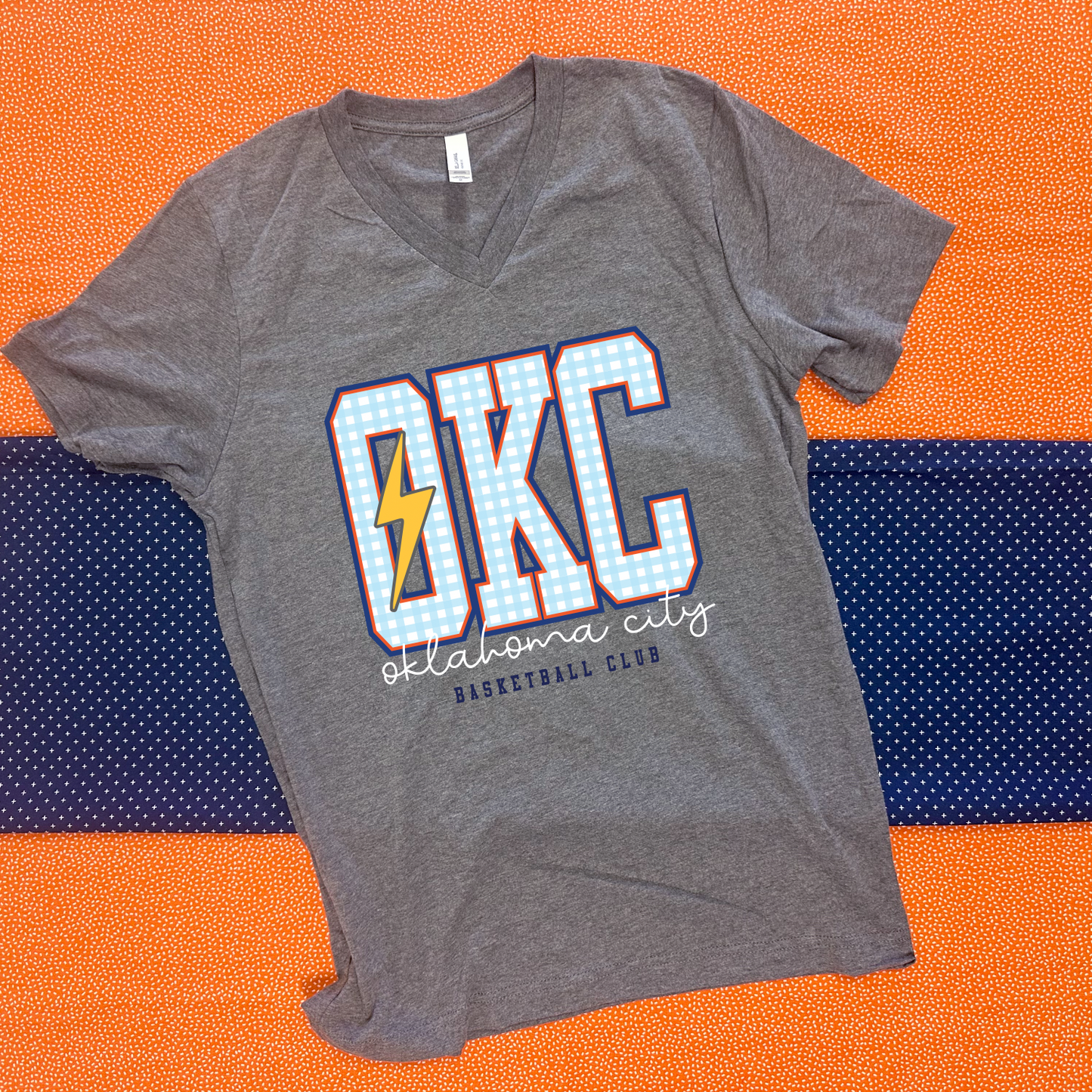 OKC SPIRIT 2025: OKC Gingham (VNECK)