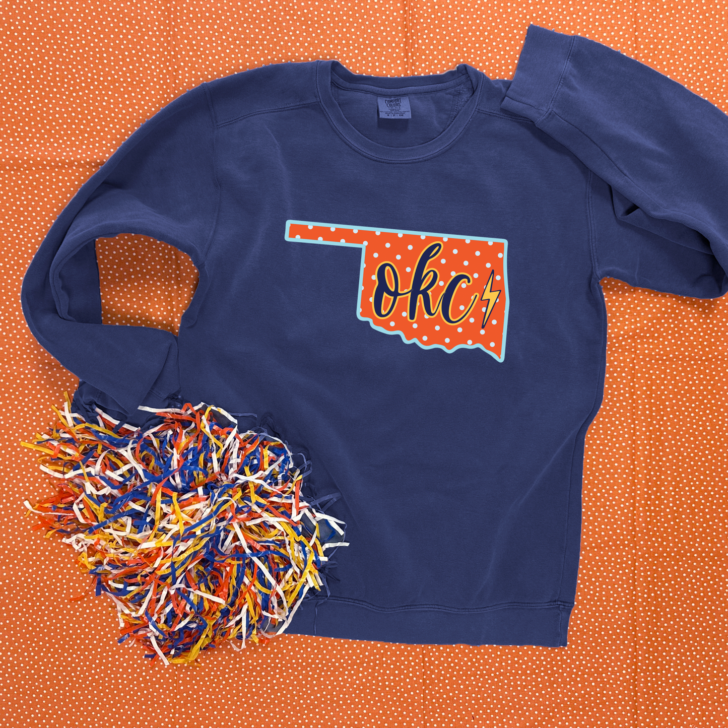 OKC SPIRIT 2025: Oklahoma State Shape "OKC" Script (SWEATSHIRT)