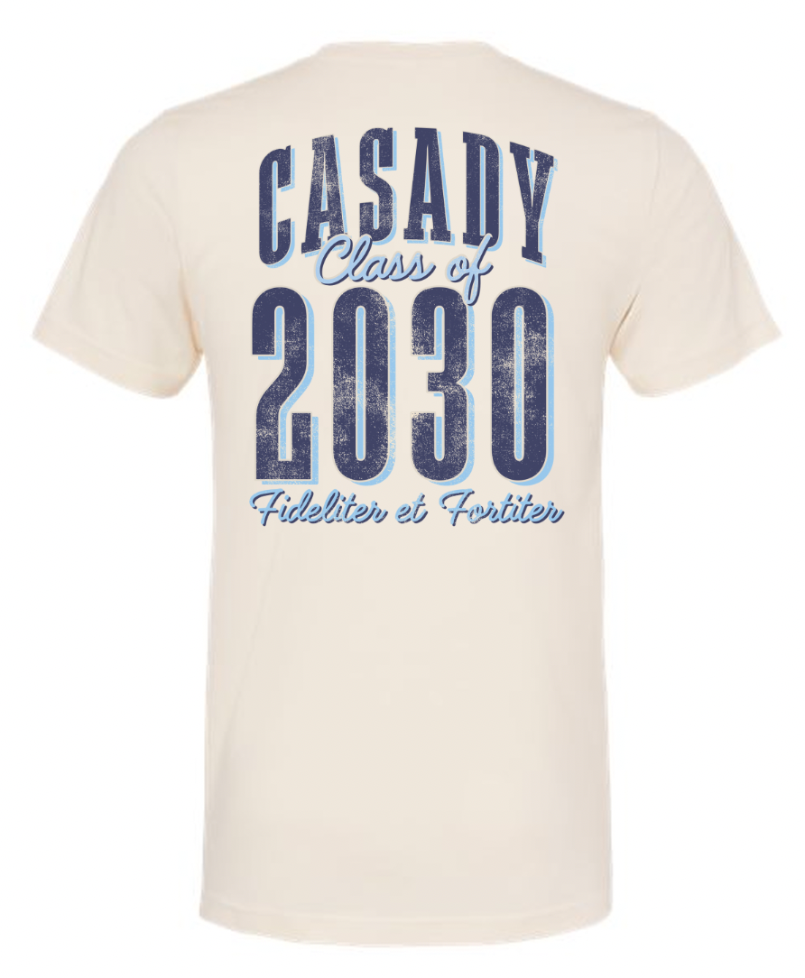 CASADY: Class of 2030, Front & Back Text (BELLA CANVAS CREW NECK)