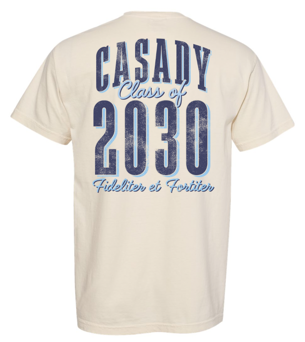 CASADY: Class of 2030, Front & Back Text (COMFORT COLORS SHORTSLEEVE)
