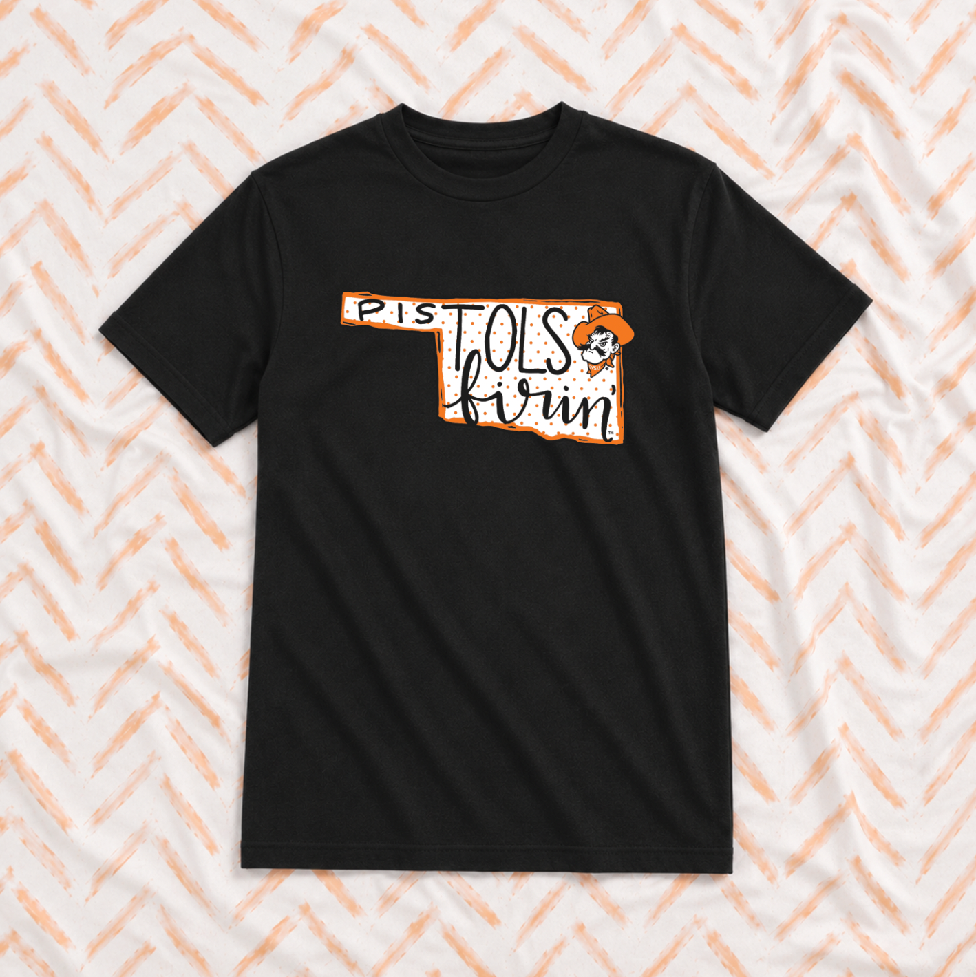 OK STATE 2026: Pistols Firin State Shape with Polkadots (COMFORT COLORS SHORTSLEEVE)