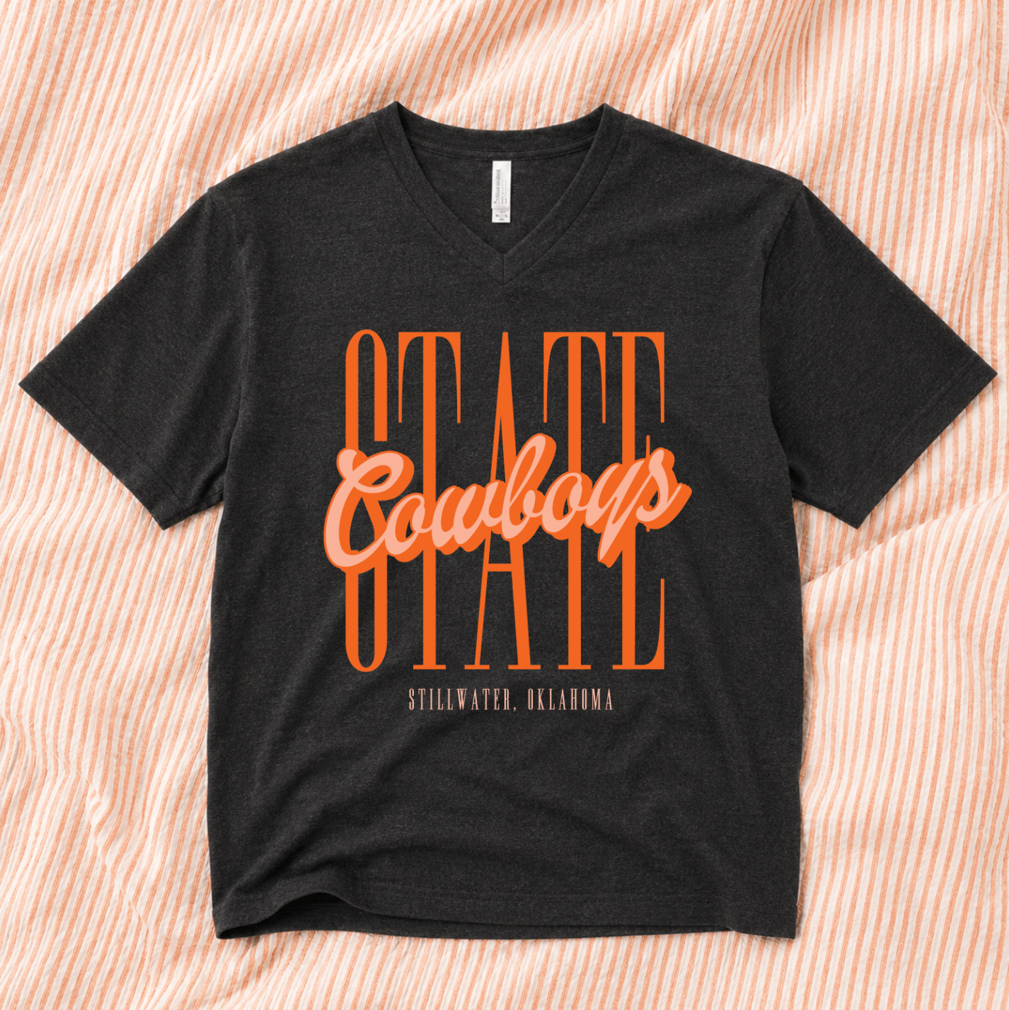 OK STATE 2026: STATE Cowboys Script (BELLA CANVAS VNECK or CREW NECK)