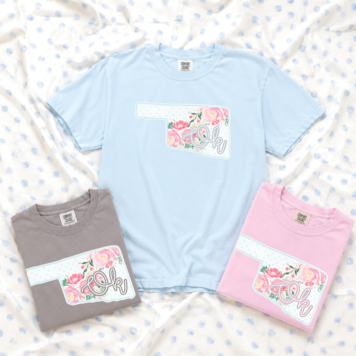 SWEET TEE TUESDAY: Ok Script Floral Bouquet State (COMFORT COLORS - SHORTSLEEVE)