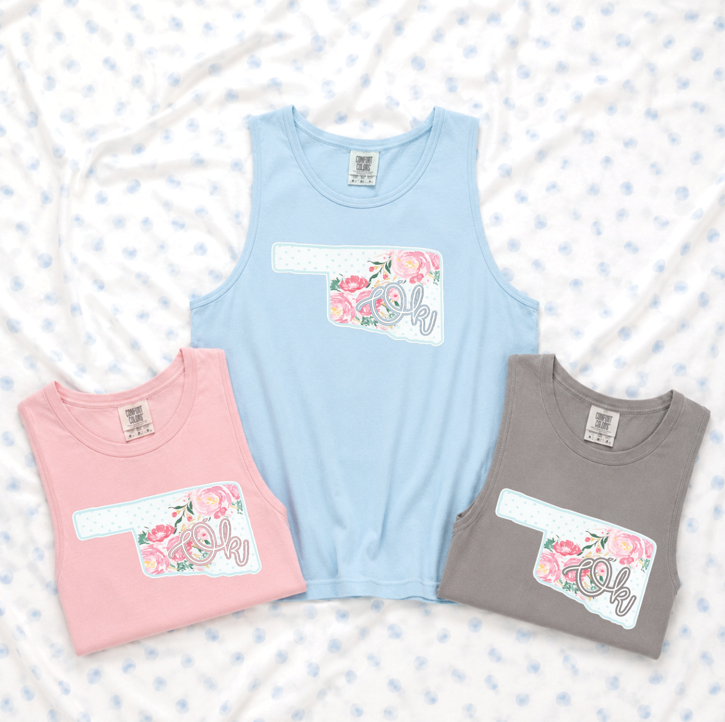 SWEET TEE TUESDAY: Ok Script Floral Bouquet State (COMFORT COLORS - TANK TOP)