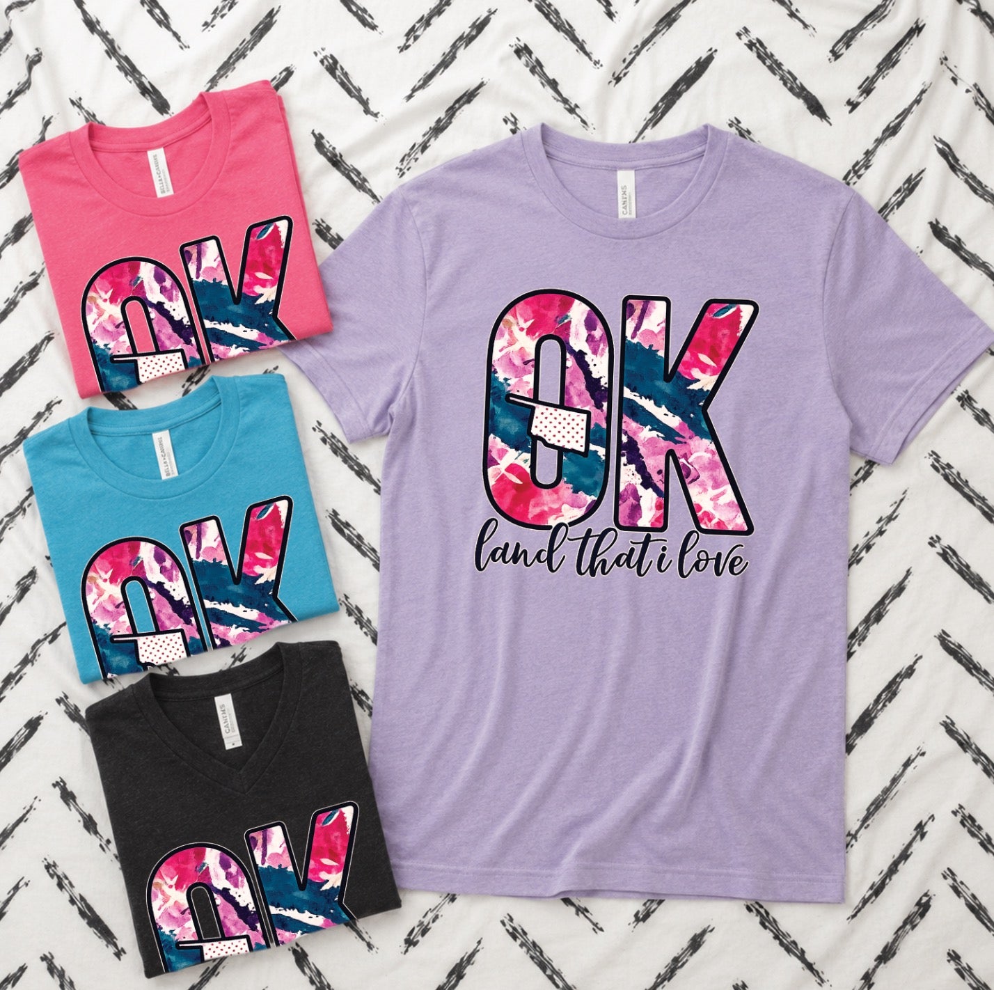SWEET TEE TUESDAY: OK SUMMER ABSTRACT(BELLA CANVAS VNECK or CREW NECK)