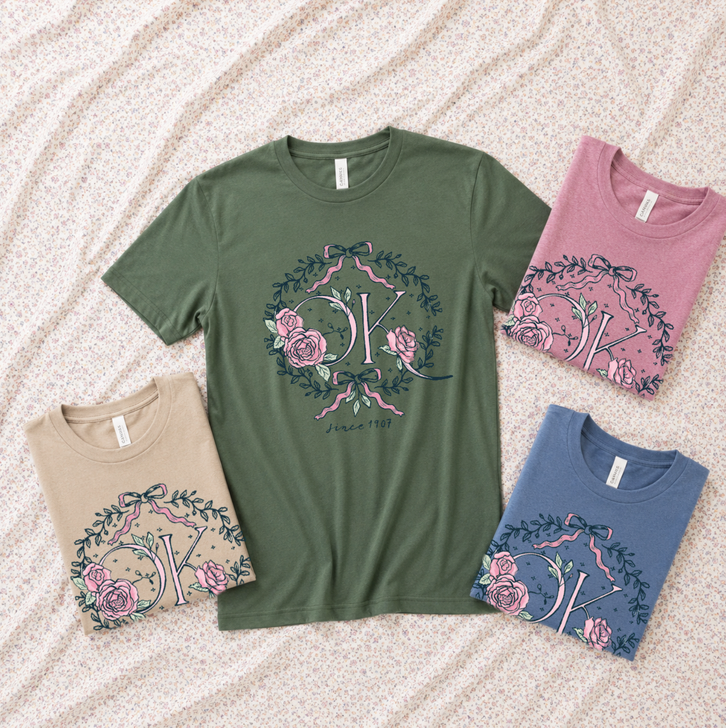 SWEET TEE TUESDAY: OK Coquette Floral Wreath (BELLA CANVAS VNECK or CREW NECK)