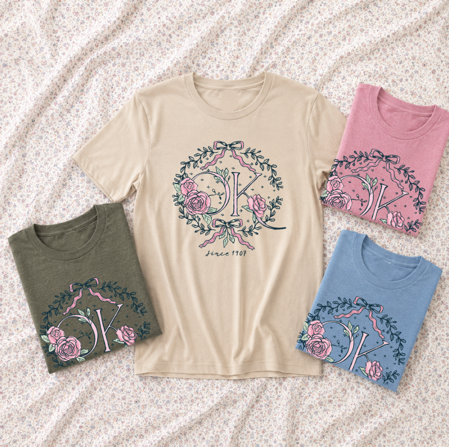 SWEET TEE TUESDAY: OK Coquette Floral Wreath (BASIC CREW NECK)