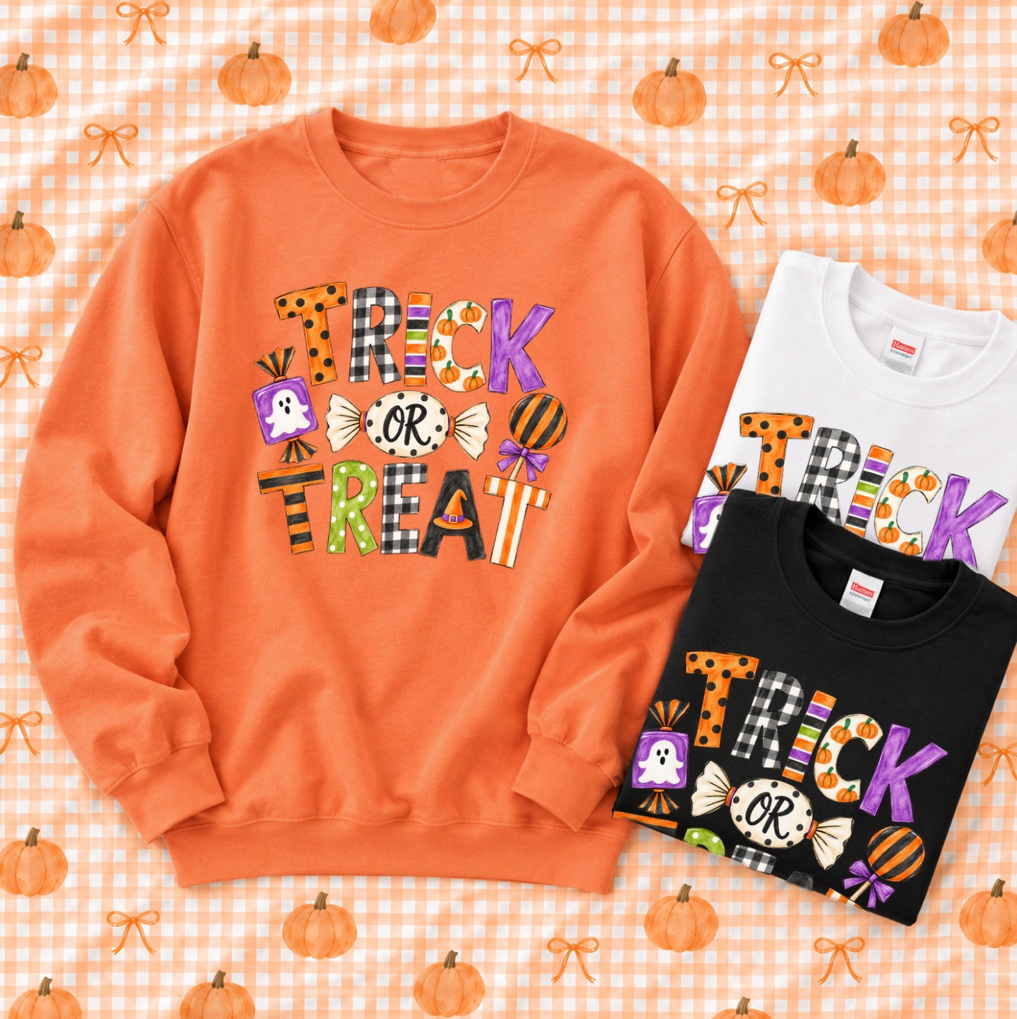 SWEET TEE TUESDAY: Trick Or Treat Mixed Patterns (BASIC SWEATSHIRT)