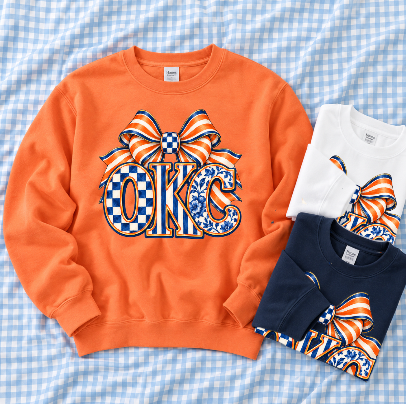 SWEET TEE TUESDAY: OKC Mixed Blues & Bow (BASIC SWEATSHIRT)