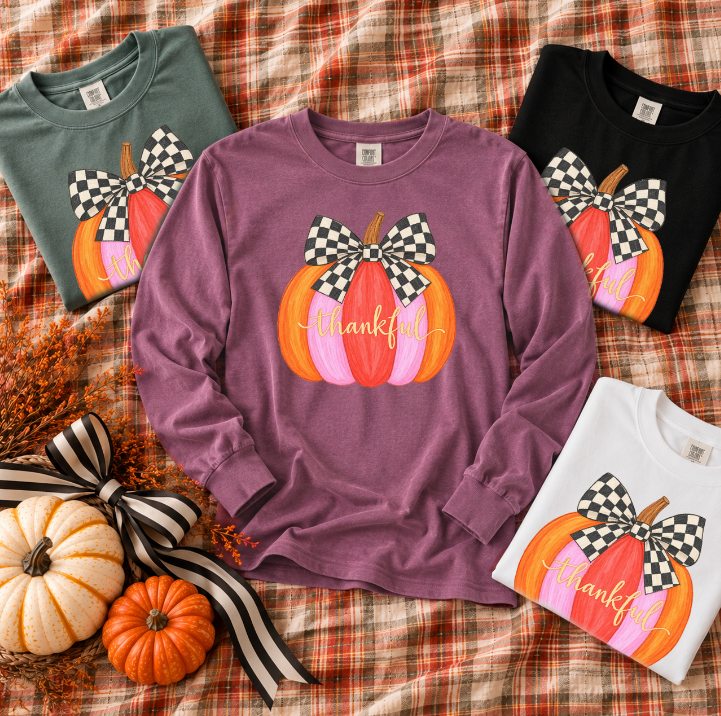 SWEET TEE TUESDAY: Thankful Whimsy Pumpkin (COMFORT COLORS SHORTSLEEVE or LONGSLEEVE)