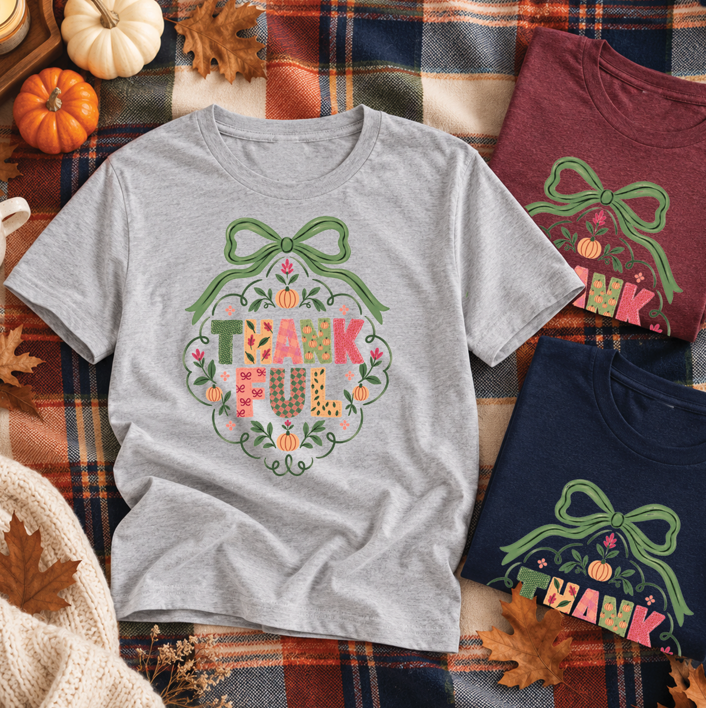 SWEET TEE TUESDAY: Thankful Little Bow (BASIC CREW NECK or VNECK)