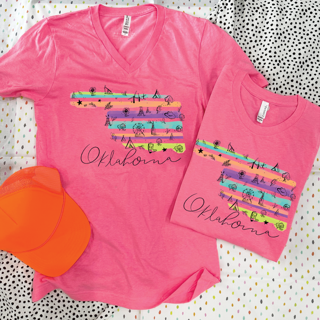 OKLAHOMA 2023: Bright Stripes & Icons - VNECK or CREW NECK
