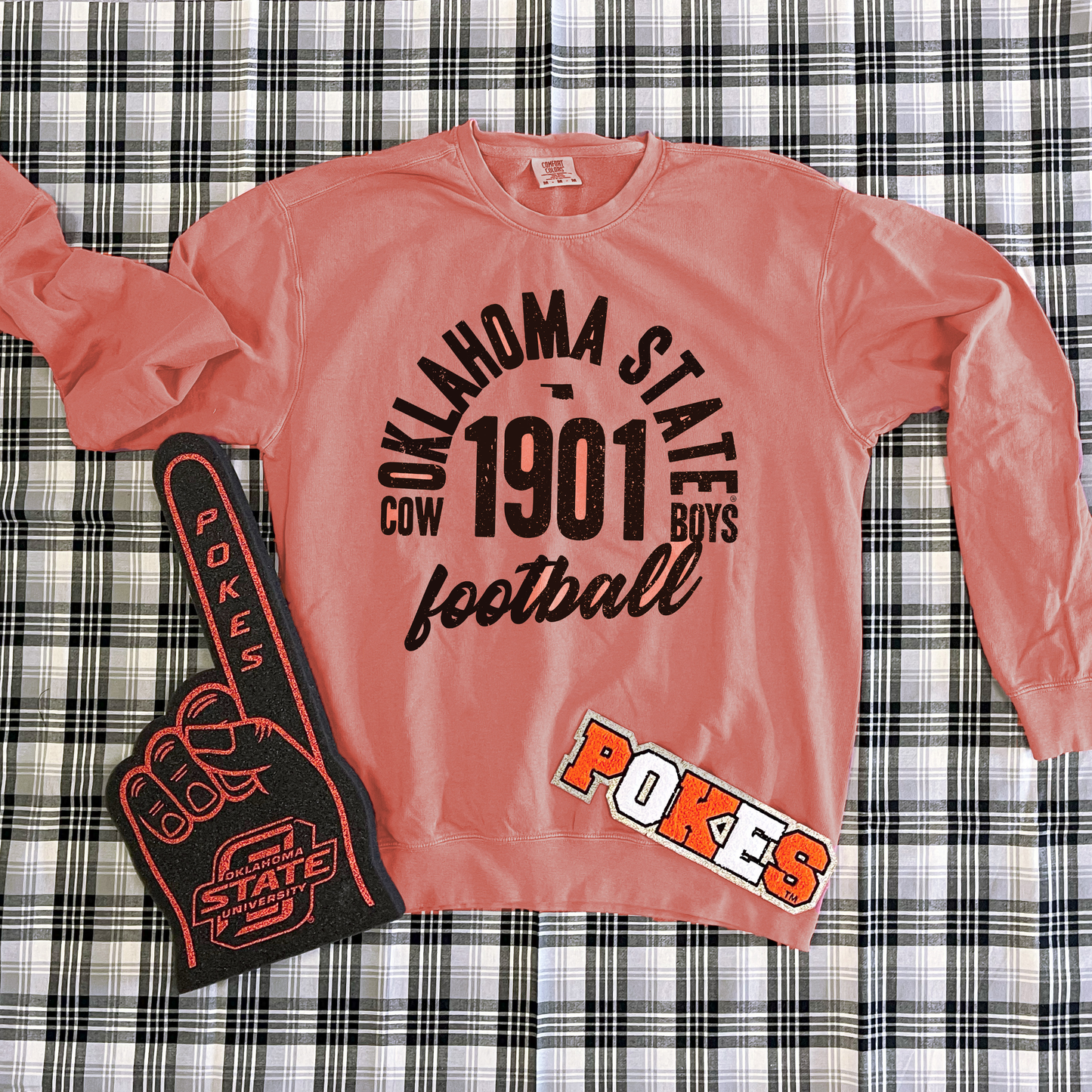 OK STATE 2025: Oklahoma State Vintage Arch Text (COMFORT COLORS SWEATSHIRT)