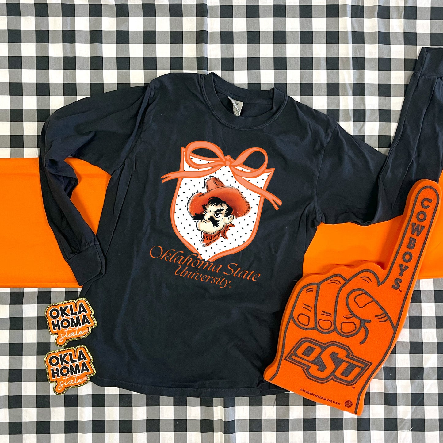 OK STATE 2025: Polkadot Crest & Pistol Pete (COMFORT COLORS LONGSLEEVE)