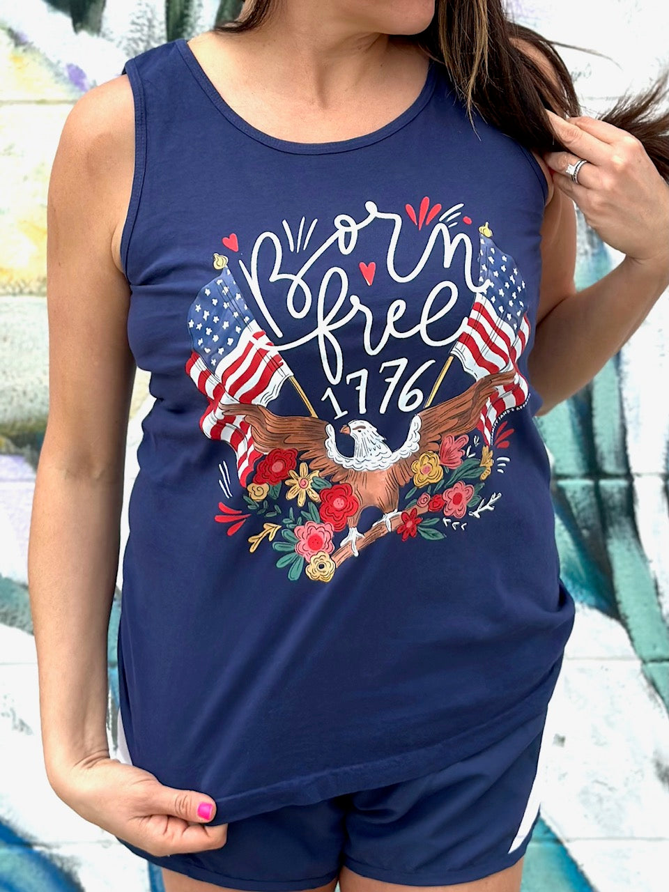 AMERICAN SPIRIT 2023: Born Free Floral Eagle & Flags - TANK