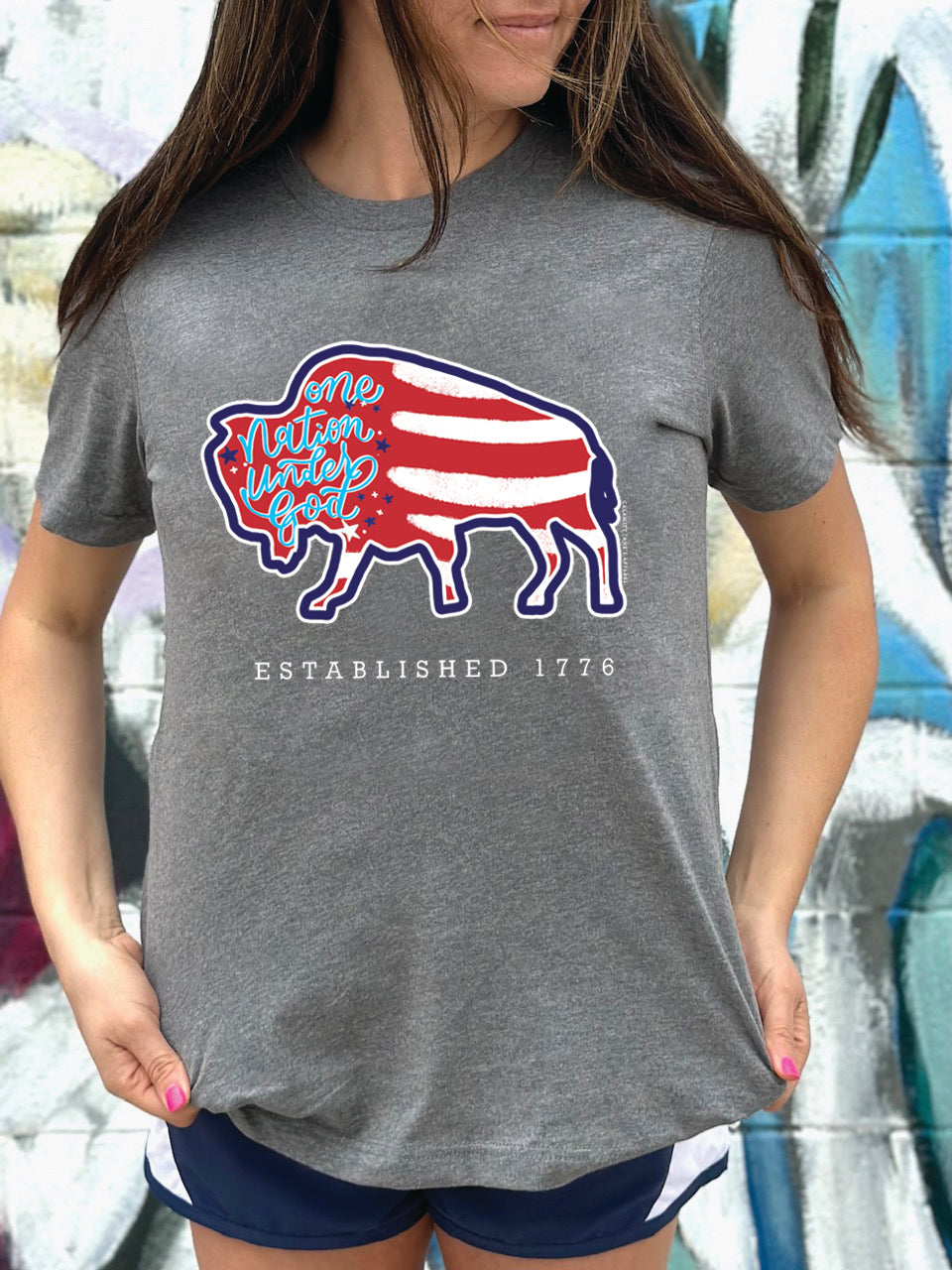 AMERICAN SPIRIT 2023: One Nation Under God Buffalo Flag - CREW NECK