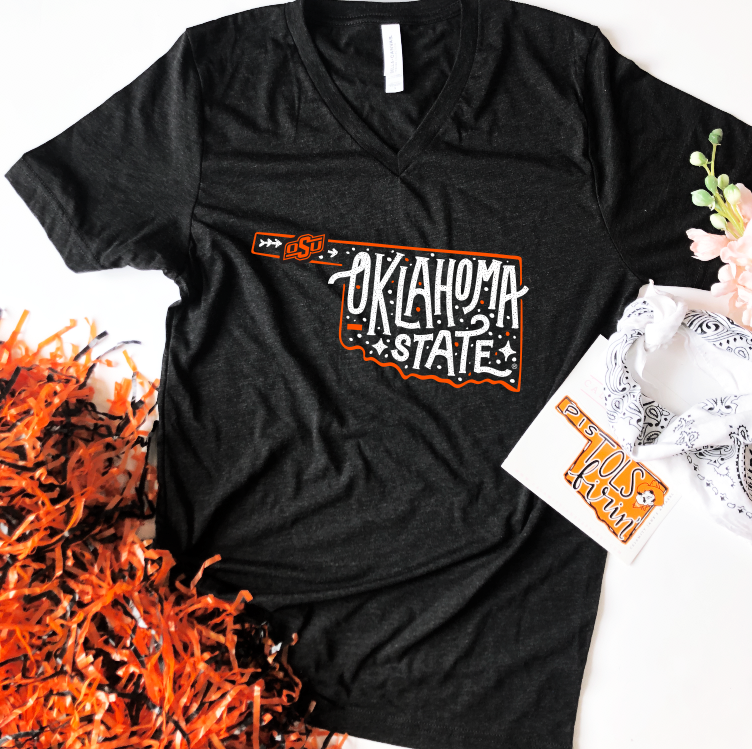 OK STATE 2021: Oklahoma State (State Shape) - CREW NECK or VNECK