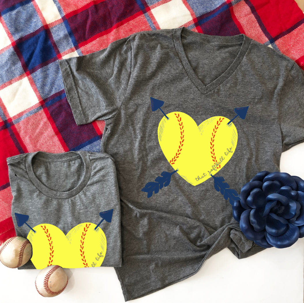 SPORTS LIFE 2022: Softball Heart (CREW NECK or VNECK)
