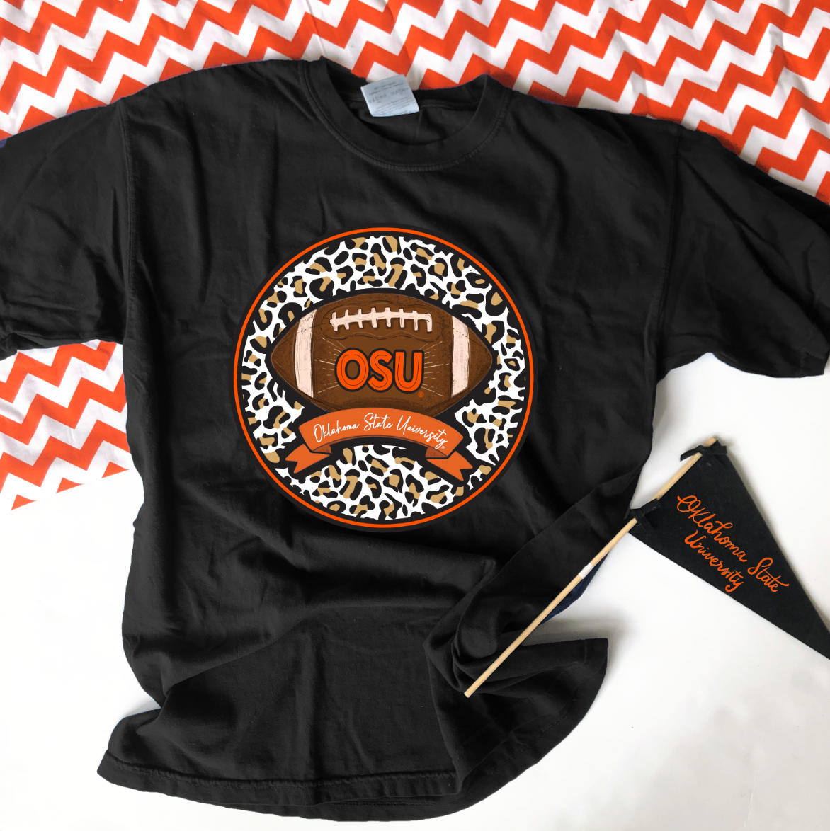 OK STATE 2022: OSU Leopard & Football Circle (SHORTSLEEVE)