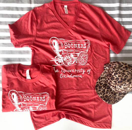 UNIV. OF OK 2022: Handdrawn Schooner & Script (VNECK or CREW NECK)