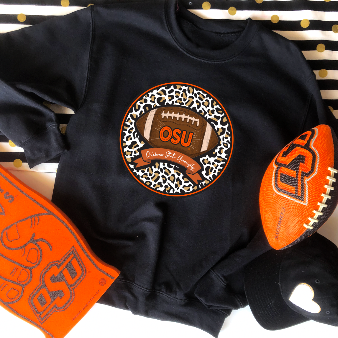 OK STATE 2022: OSU Leopard & Football Circle (SWEATSHIRT)