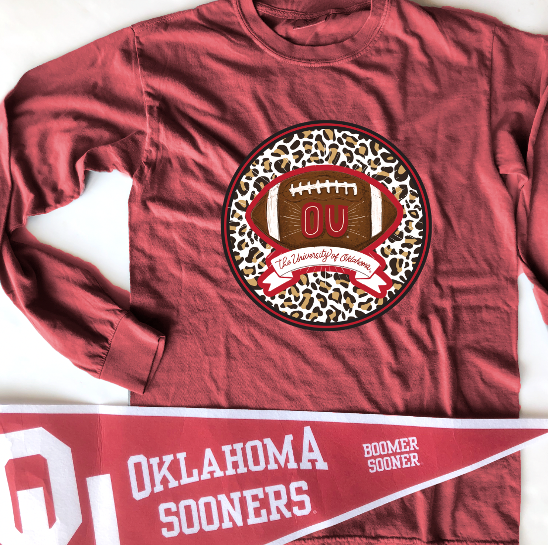 UNIV. OF OK 2022: OU Leopard & Football Circle (LONGSLEEVE)
