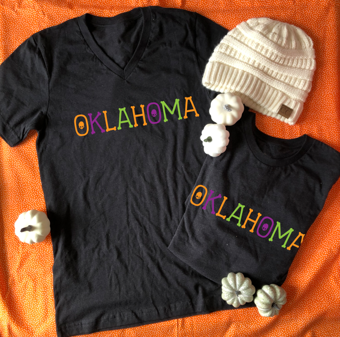 HALLOWEEN: Oklahoma "Skeletons" (BASIC VNECK or CREW NECK)