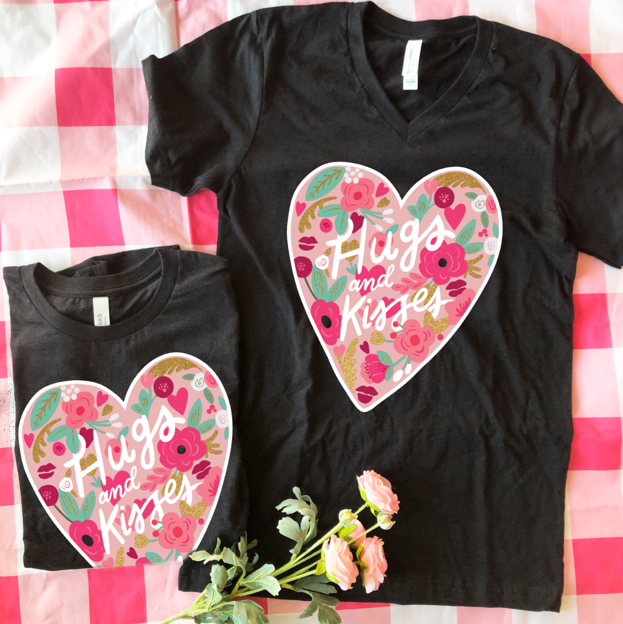 VALENTINE'S DAY: Floral Hugs & Kisses (CREW NECK or VNECK)